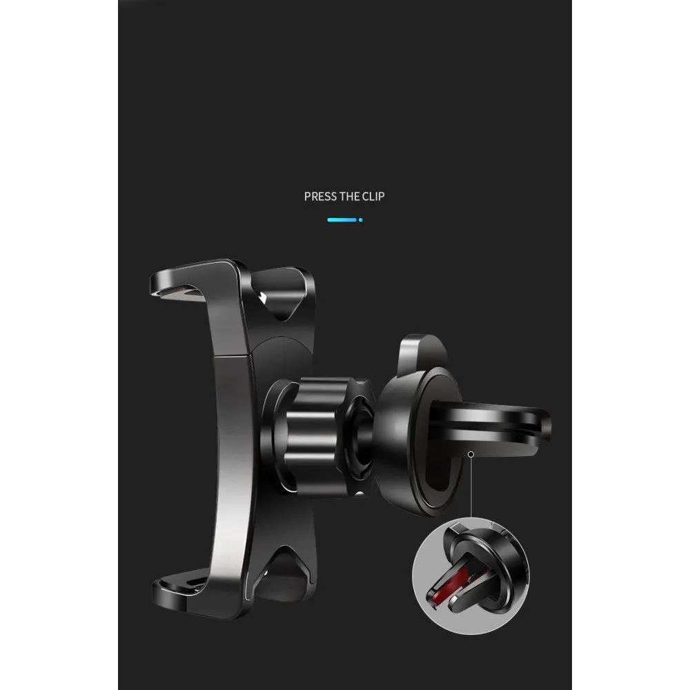 3 in 1 Car GPS Smartphone Holder: Dashboard / Visor Clamp AC Grid Clip for BGH Joy A6 - Black