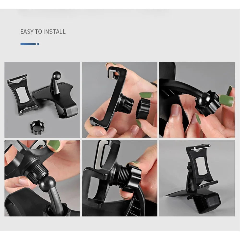 3 in 1 Car GPS Smartphone Holder: Dashboard / Visor Clamp   AC Grid Clip for BLU Dash 3.5 D160 - Black