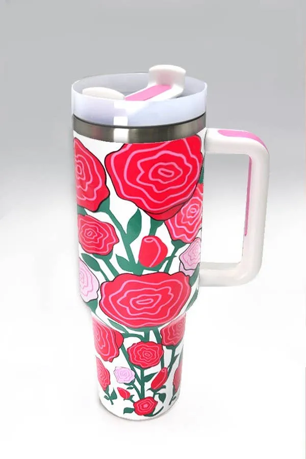40oz Stainless Steel Tumbler Solid-Flower Pink