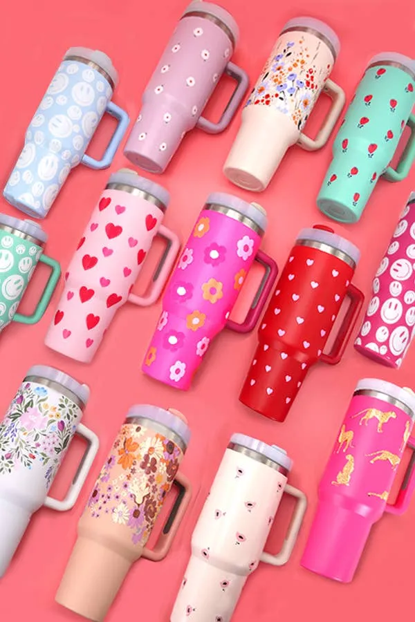 40oz Stainless Steel Tumbler Solid-Flower Pink