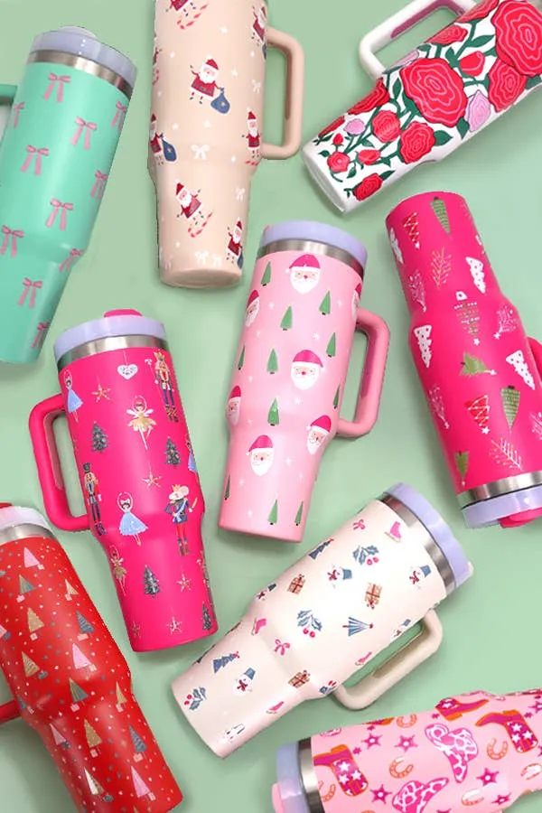 40oz Stainless Steel Tumbler Solid-Flower Pink