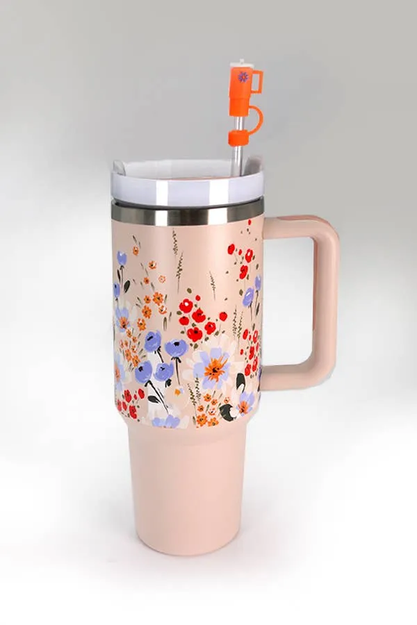 40oz Stainless Steel Tumbler Solid-Flower Pink