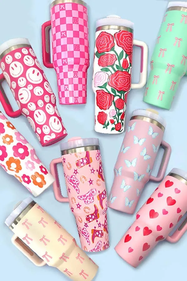 40oz Stainless Steel Tumbler Solid-Flower Pink