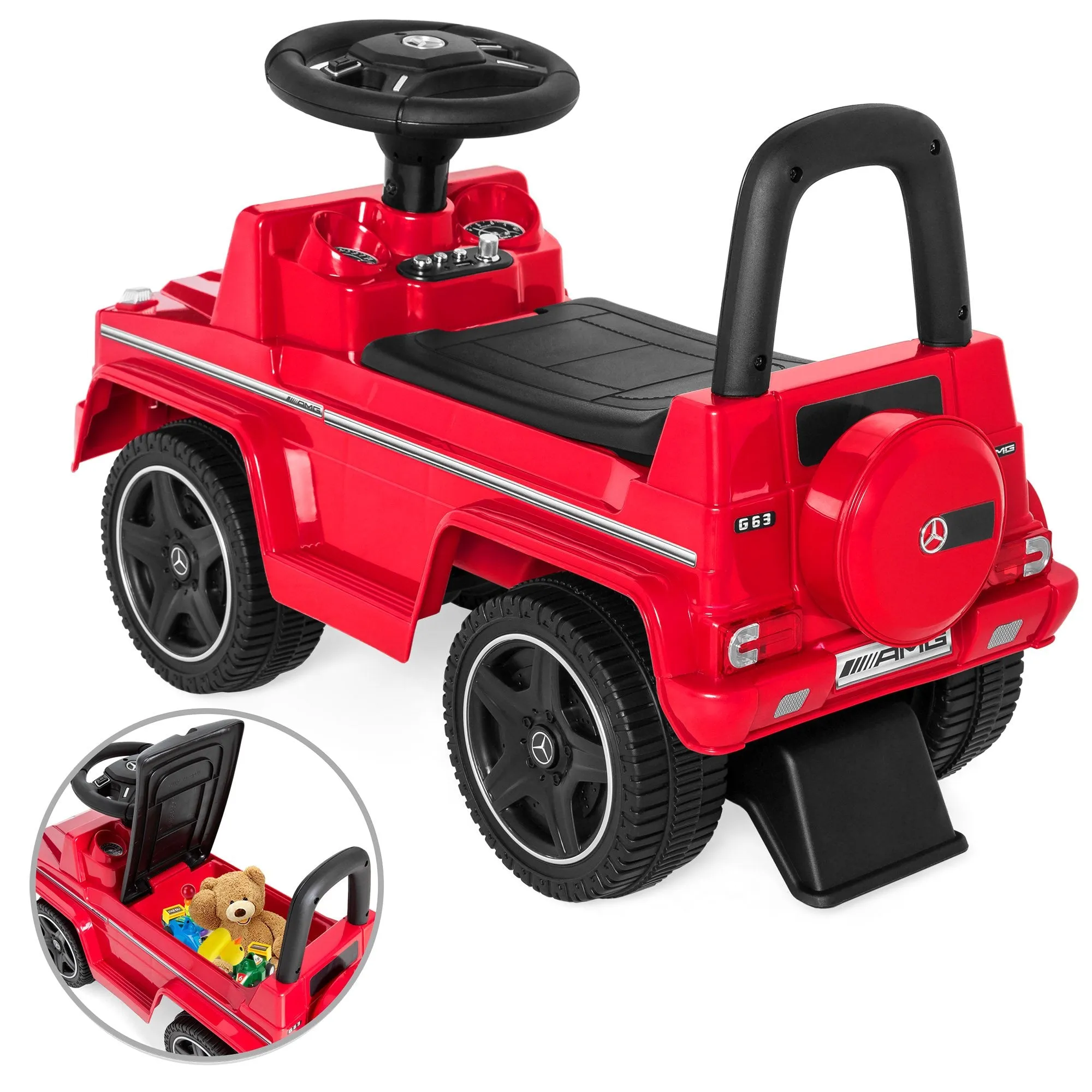 Kids Luxury Mercedes G63 Convertible Foot-to-Floor Push Car Ride- On Buggy
