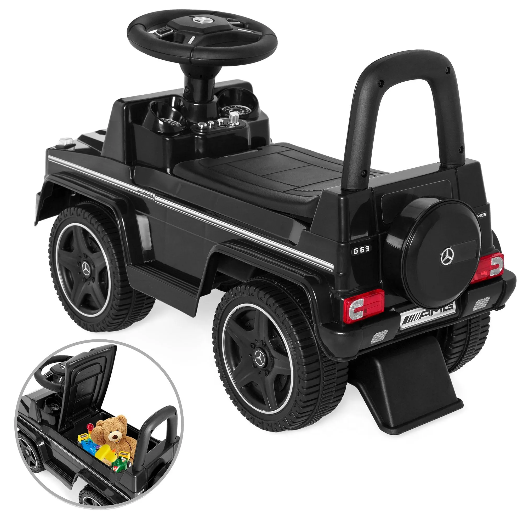 Kids Luxury Mercedes G63 Convertible Foot-to-Floor Push Car Ride- On Buggy