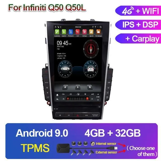 KiriNavi 12.1" Android 10.0 Car Radio Automotivo Auto GPS Navigation For Infiniti Q50 Q50L Car Multimedia Player stereo 4G 2013 