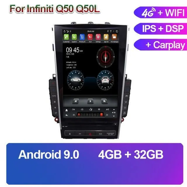 KiriNavi 12.1" Android 10.0 Car Radio Automotivo Auto GPS Navigation For Infiniti Q50 Q50L Car Multimedia Player stereo 4G 2013 