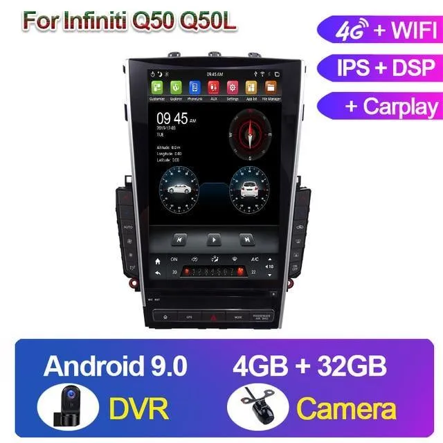 KiriNavi 12.1" Android 10.0 Car Radio Automotivo Auto GPS Navigation For Infiniti Q50 Q50L Car Multimedia Player stereo 4G 2013 