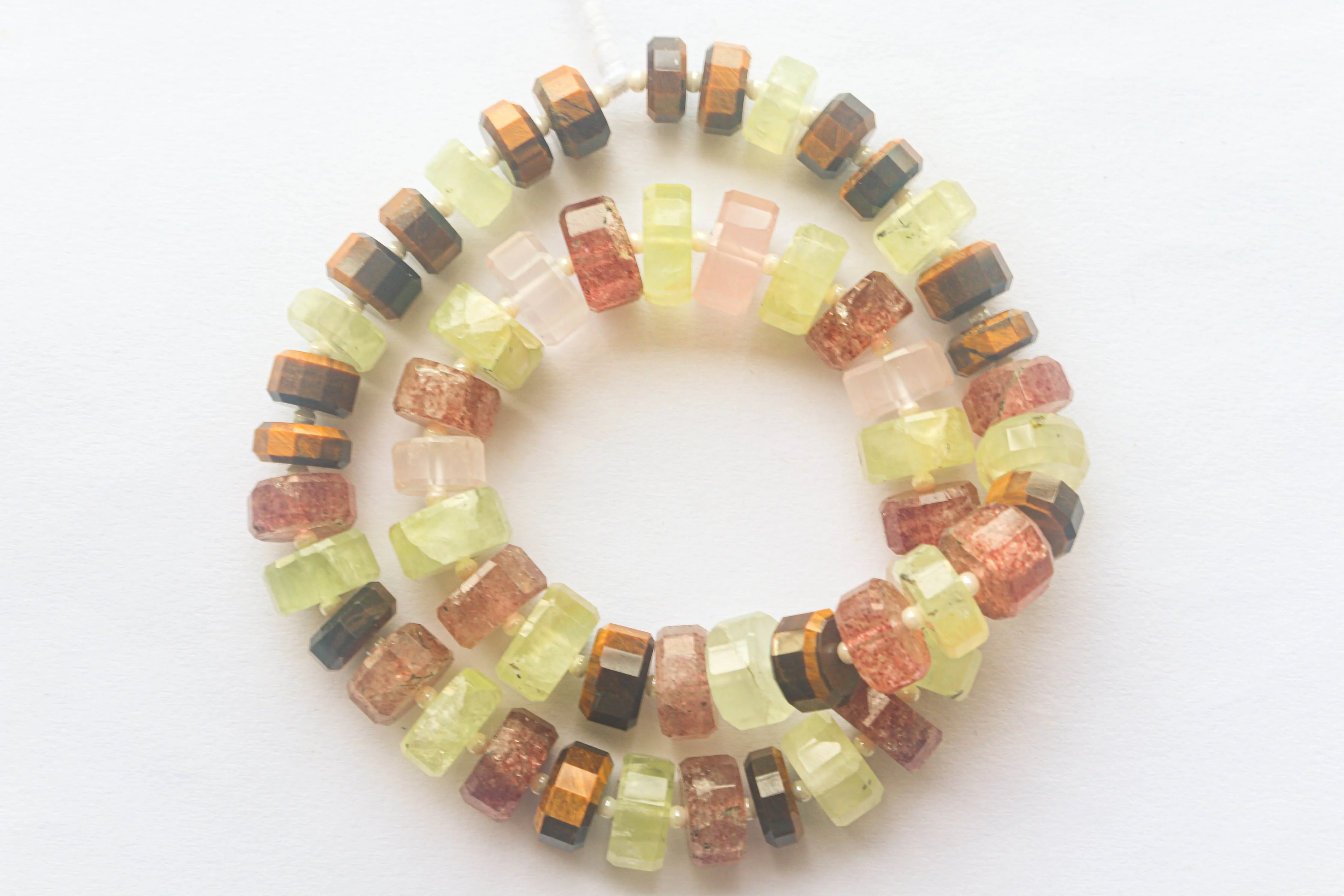 Multi Gemstone Faceted Tire Shape Beads