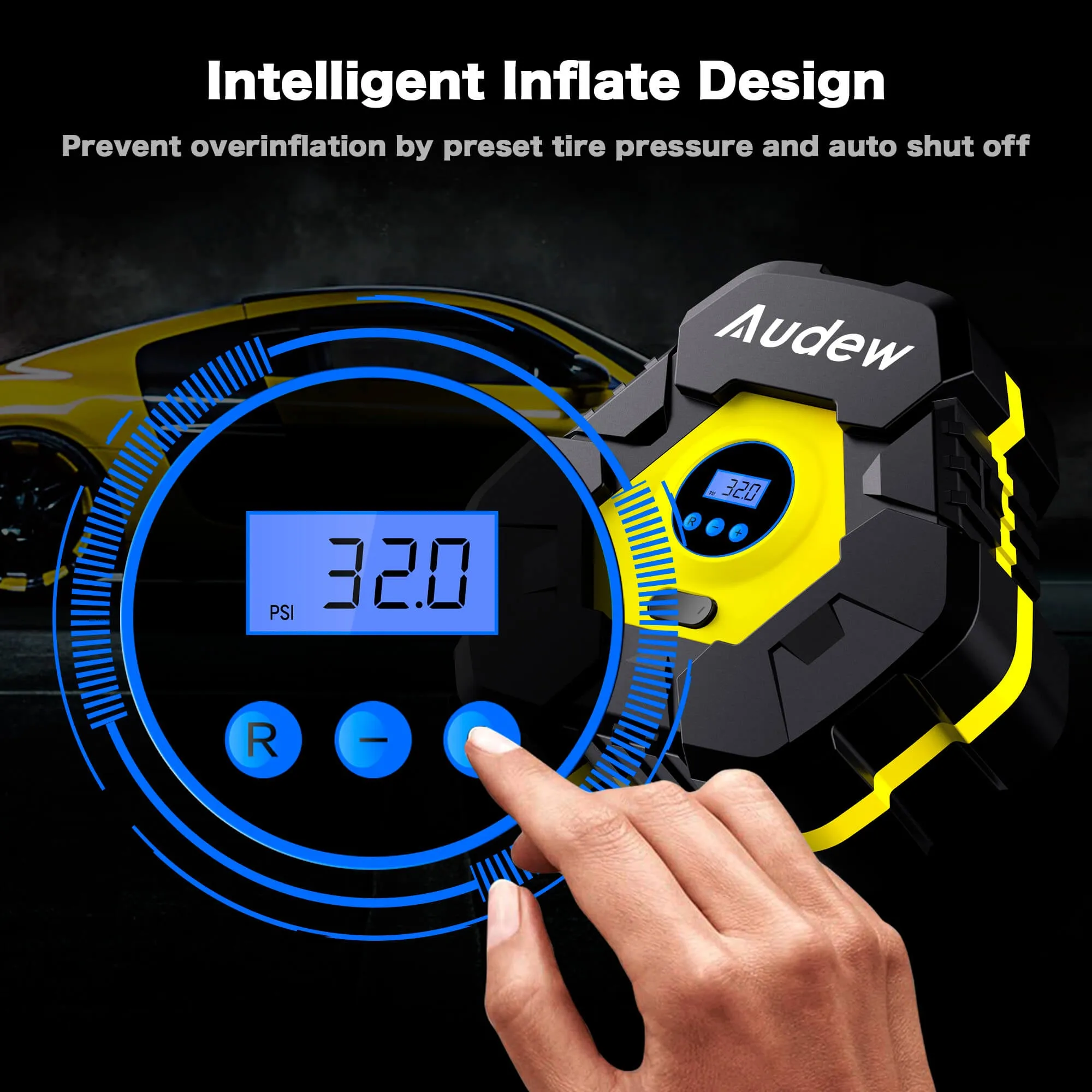 Portable Digital Tire 12V Car Air Compressor Pump with 150 PSI LED Screen